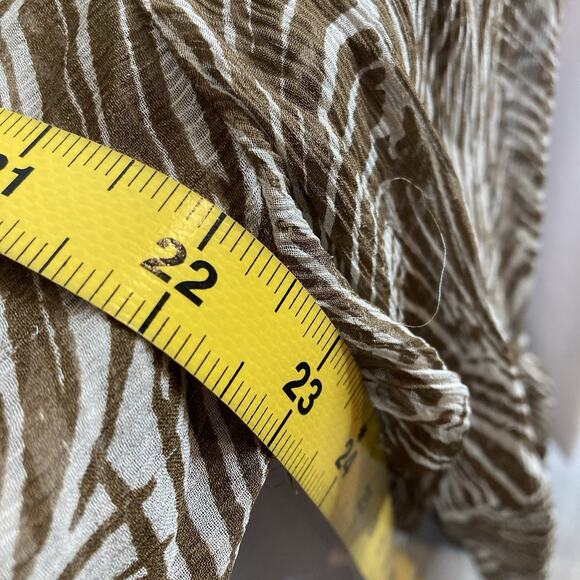 Talbots Women's Sheer Brown Tropical Palm Print Blouse Size XLP Neutral Flowy - Picture 4 of 9